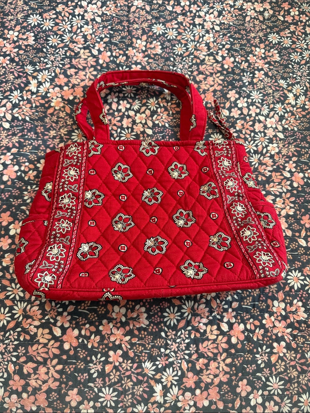 Vera Bradley Quilted Red Floral Bandana Tote